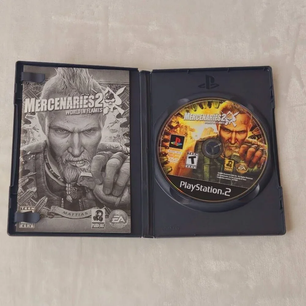 Mercenaries 2: World in Flames Sony PlayStation 2 PS2 Video Game 2008 w/ Manual